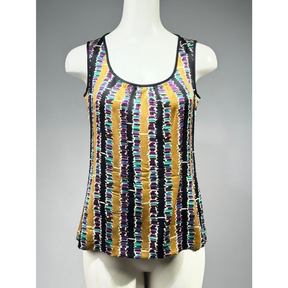 Trina Turk Gold, Black & Teal Vertical Stripe small Tank (r15)